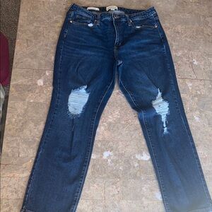 Universal Thread Distressed Straight Leg Jeans in Deep Blue